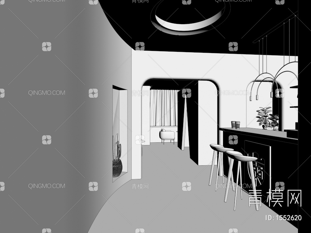 咖啡店设计3D模型下载【ID:1552620】