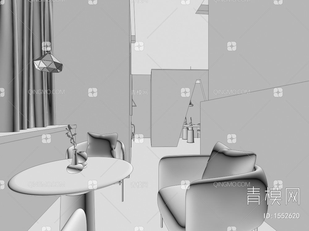 咖啡店设计3D模型下载【ID:1552620】
