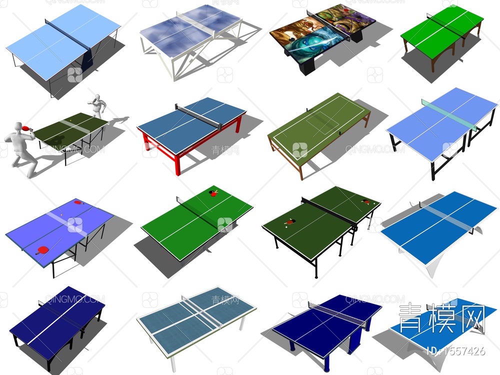 乒乓球桌 乒乓球台SU模型下载【ID:1557426】