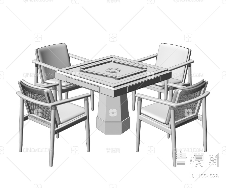 麻将桌椅3D模型下载【ID:1554528】