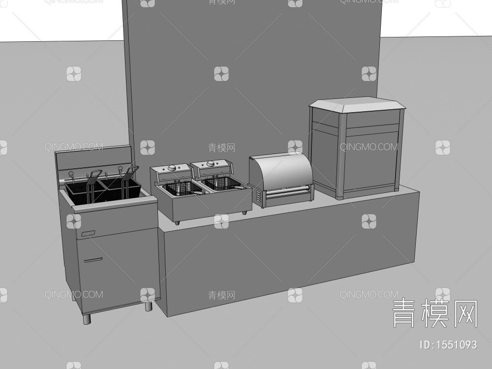 电油炸锅 烤肠机 爆米花机3D模型下载【ID:1551093】