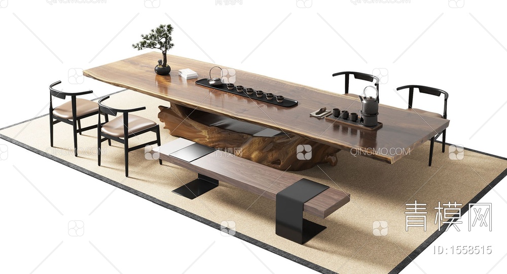茶桌椅 茶台3D模型下载【ID:1558515】