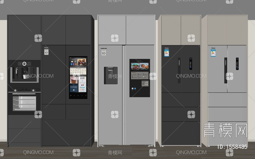 冰箱 嵌入式冰箱 双门冰箱 单门冰箱 烤箱 橱柜SU模型下载【ID:1558485】