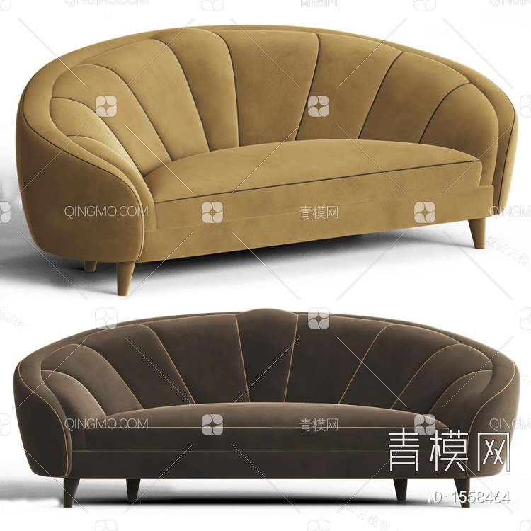 布艺双人沙发3D模型下载【ID:1558464】