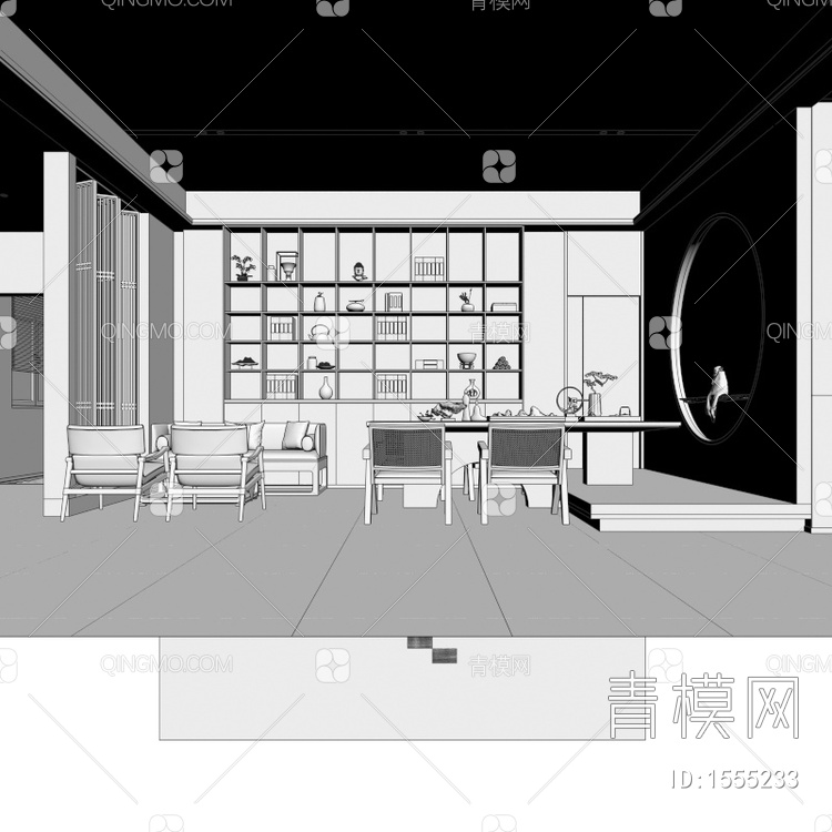 茶室、休闲接待区3D模型下载【ID:1555233】