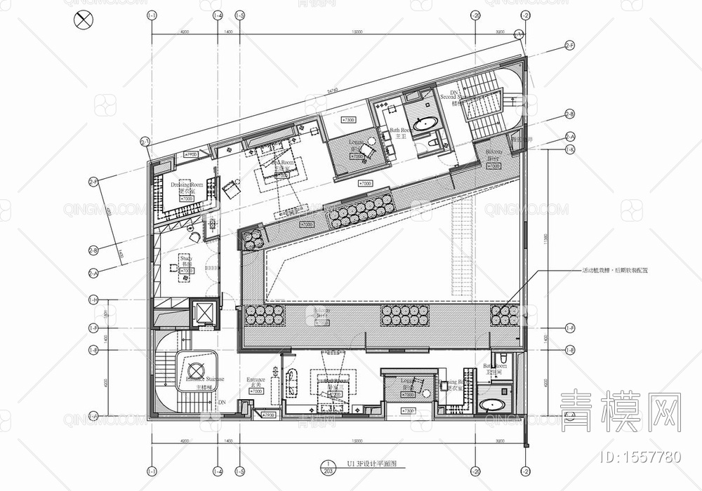 四层合院别墅室内施工图 家装 别墅 豪宅 私宅 洋房 样板房【ID:1557780】