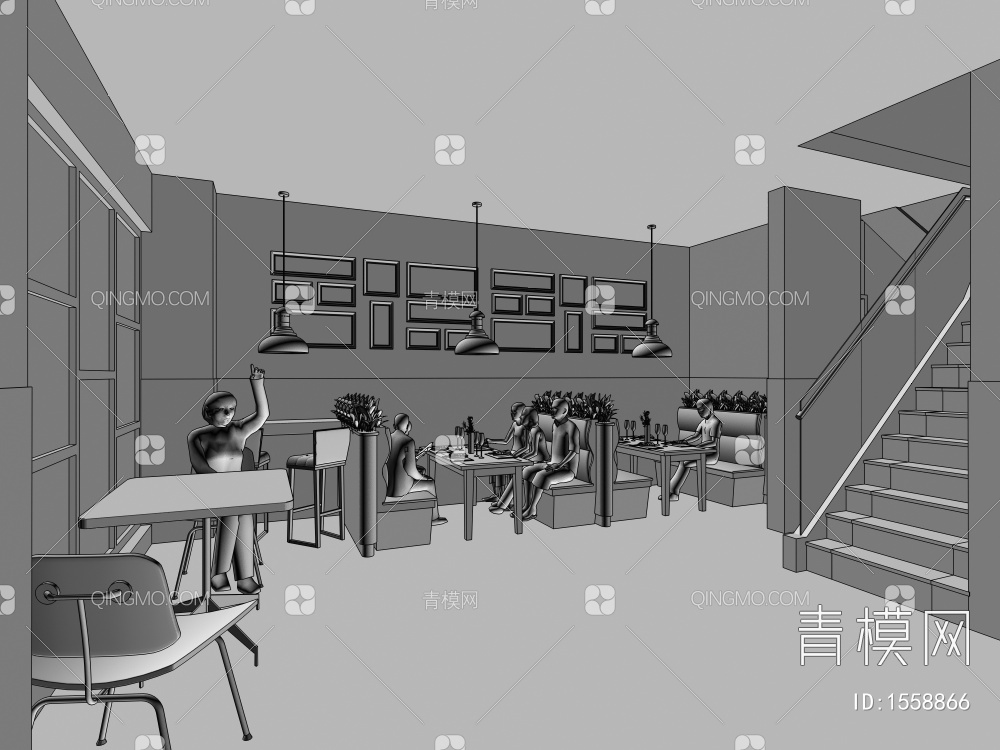 茶餐厅一层3D模型下载【ID:1558866】