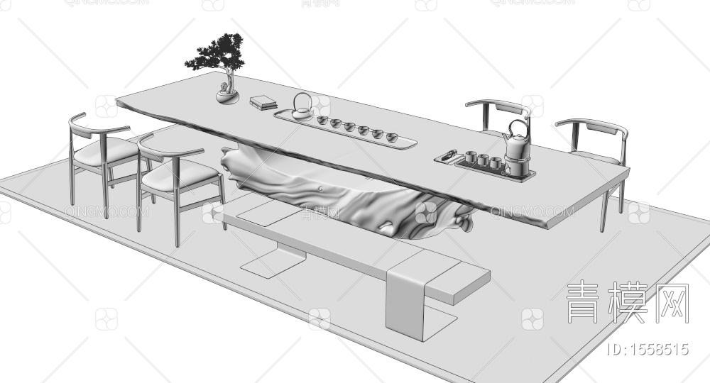 茶桌椅 茶台3D模型下载【ID:1558515】