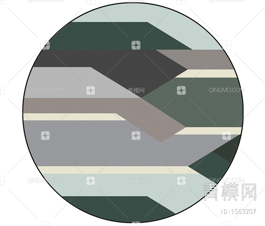 绿色系几何图案圆形绒布地毯贴图贴图下载【ID:1563207】