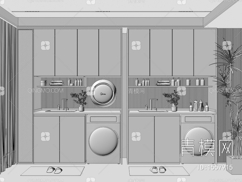洗衣机柜3D模型下载【ID:1557915】