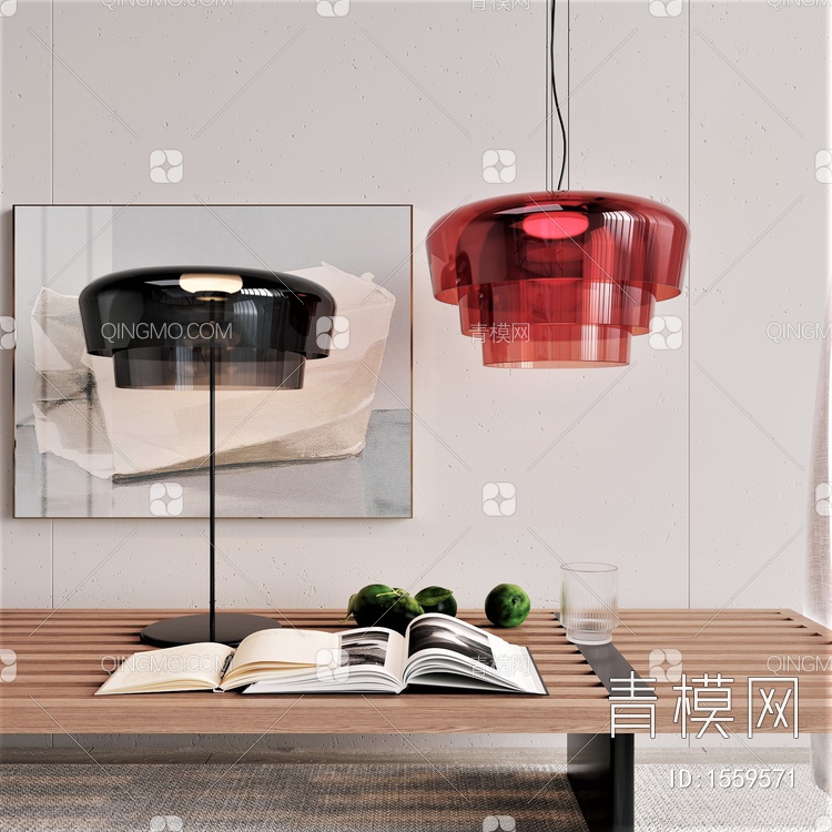 玻璃台灯，吊灯，灯具3D模型下载【ID:1559571】