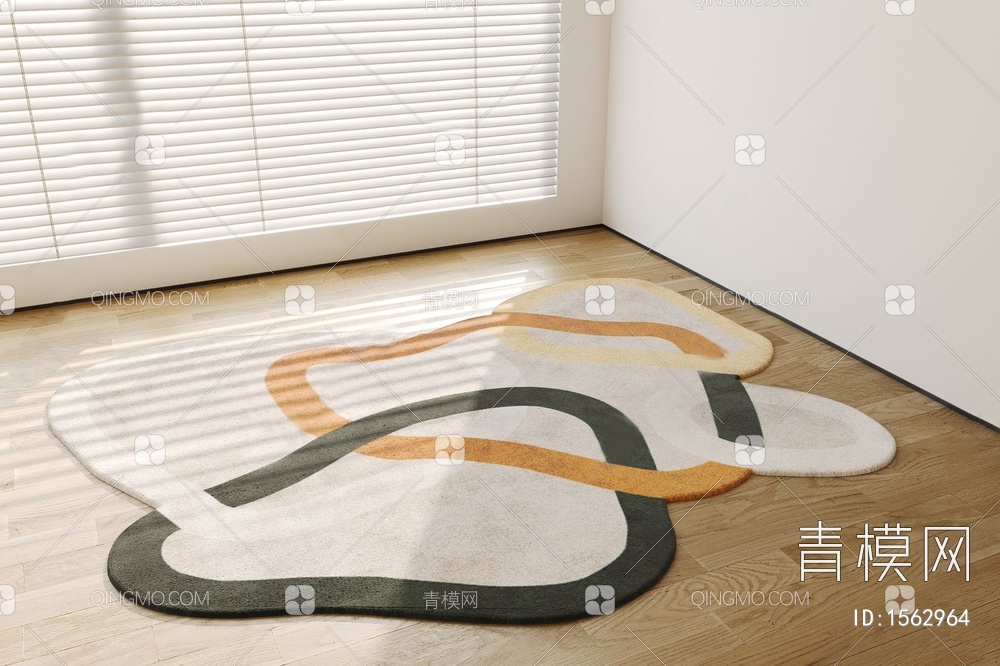 奶油风异形彩色抽象地毯3D模型下载【ID:1562964】