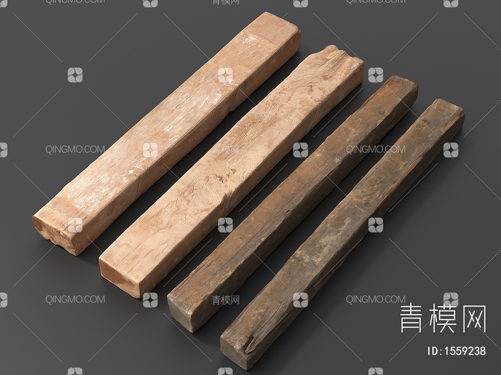 旧木头 旧木梁 枯树杆 木材 木柴 木棍 朽木3D模型下载【ID:1559238】