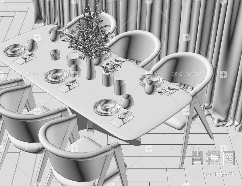 餐桌椅3D模型下载【ID:1558875】