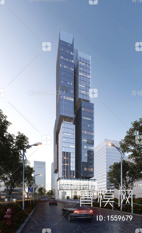 企业总部超高层办公大楼SU模型下载【ID:1559679】
