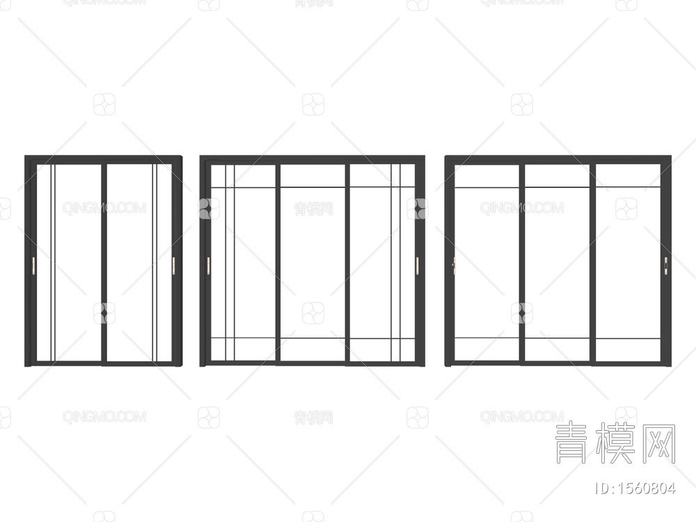 玻璃滑门SU模型下载【ID:1560804】