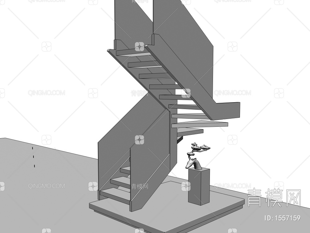 玻璃扶手楼梯3D模型下载【ID:1557159】