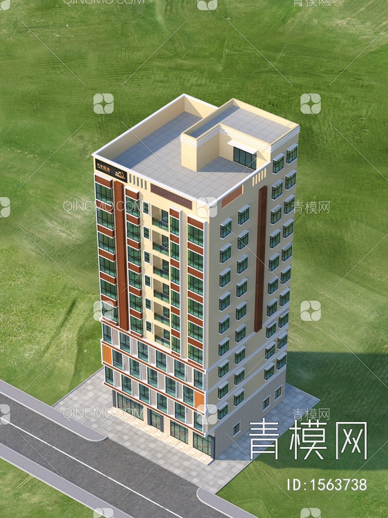 酒店公寓楼3D模型下载【ID:1563738】