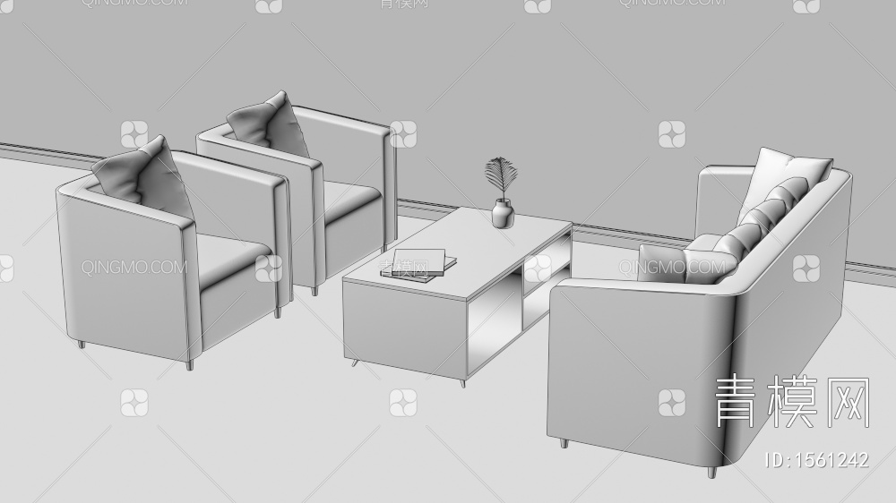 沙发茶几组合3D模型下载【ID:1561242】