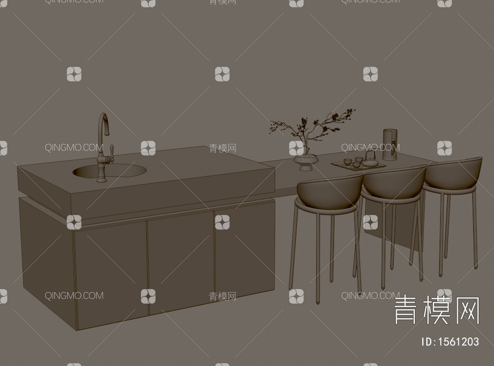 中岛餐桌椅3D模型下载【ID:1561203】