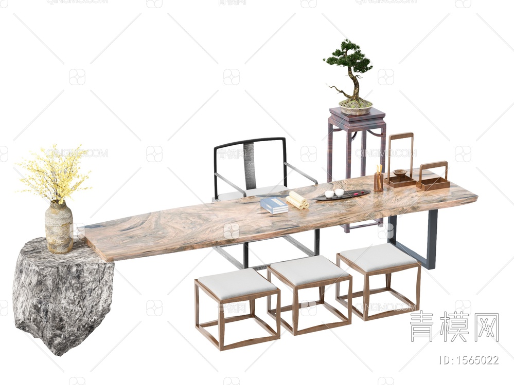 茶桌椅3D模型下载【ID:1565022】
