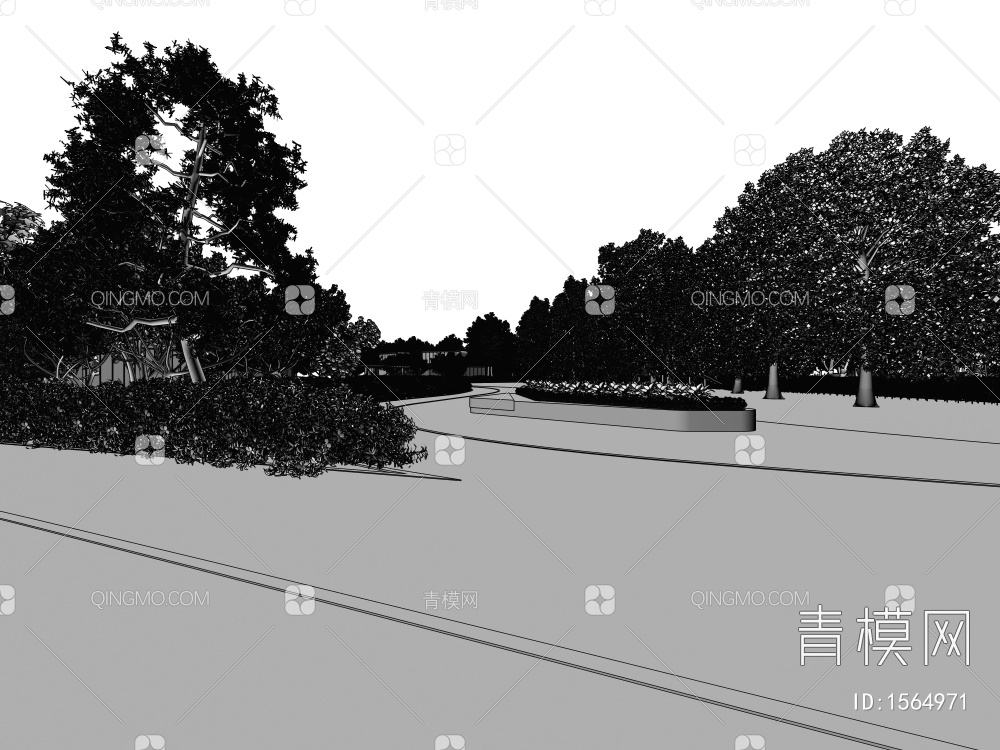 公园，公园步道，景观步道，露营地透视3D模型下载【ID:1564971】