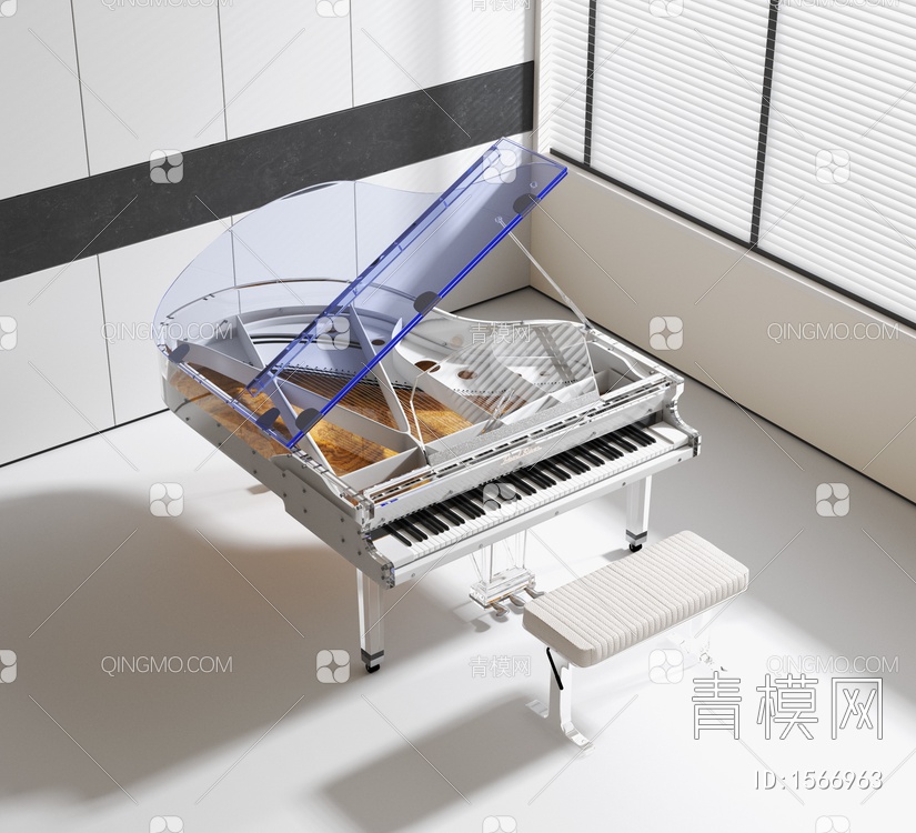 亚克力钢琴3D模型下载【ID:1566963】