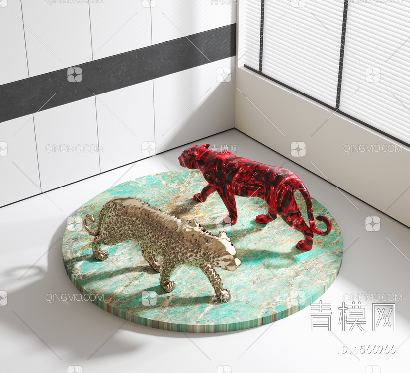 豹子雕塑摆件3D模型下载【ID:1566966】