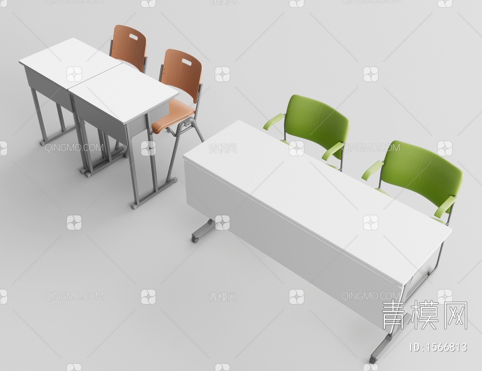 课桌椅 会议桌椅3D模型下载【ID:1566813】