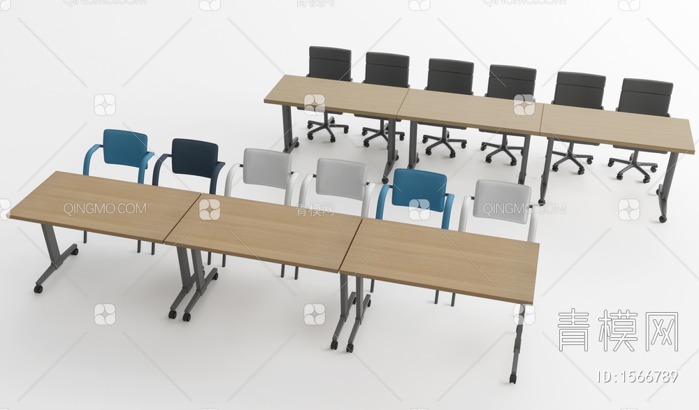 培训桌椅3D模型下载【ID:1566789】