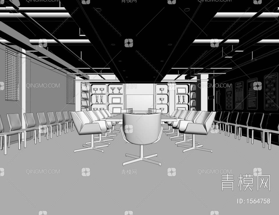 党建荣誉会议室3D模型下载【ID:1564758】