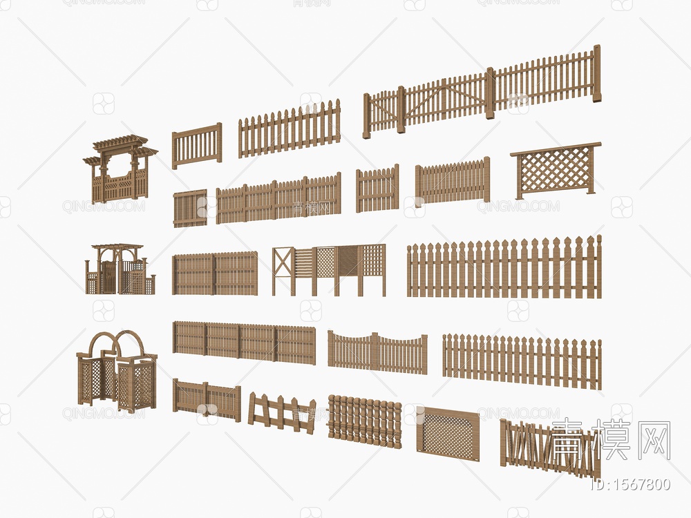 实木栏杆 庭院围栏 竹栏 院墙 竹编 院门 乡村栏杆 水边栏杆 护栏3D模型下载【ID:1567800】