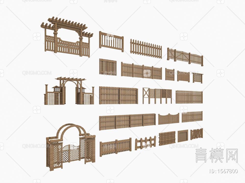 实木栏杆 庭院围栏 竹栏 院墙 竹编 院门 乡村栏杆 水边栏杆 护栏3D模型下载【ID:1567800】
