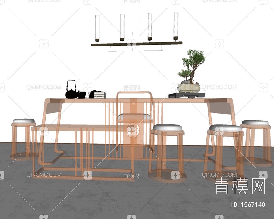 茶桌椅SU模型下载【ID:1567140】