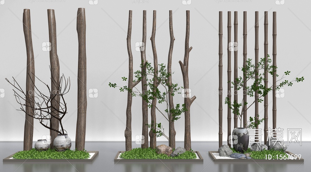 绿植室内造景隔断3D模型下载【ID:1567599】