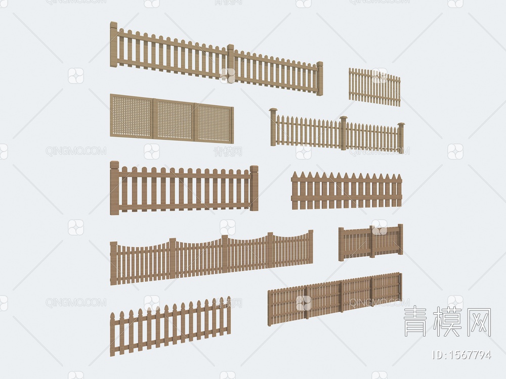 木栏杆 木扶手 木围挡 木围栏 木桩 木栅栏 篱笆护栏围墙3D模型下载【ID:1567794】