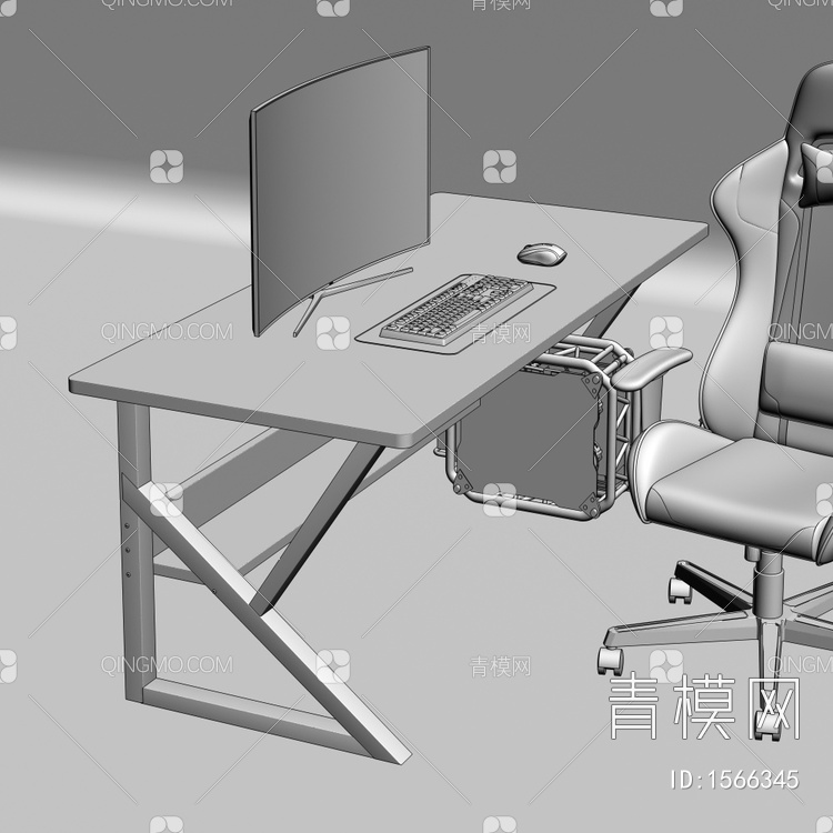 电竞桌椅 电脑 主机组合3D模型下载【ID:1566345】