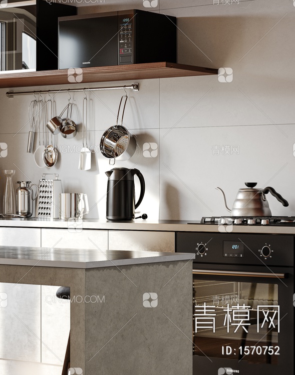 公寓客厅厨房3D模型下载【ID:1570752】