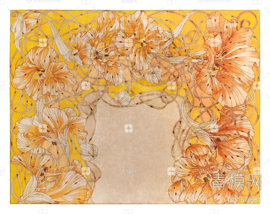 黄色花卉地毯贴图下载【ID:1570581】