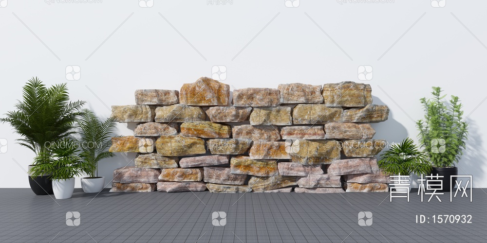 石头堆 石头墙3D模型下载【ID:1570932】