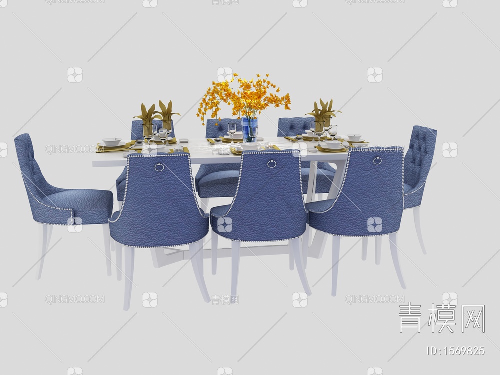 餐桌椅组合3D模型下载【ID:1569825】