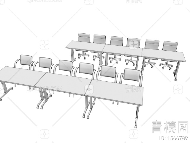 培训桌椅3D模型下载【ID:1566789】