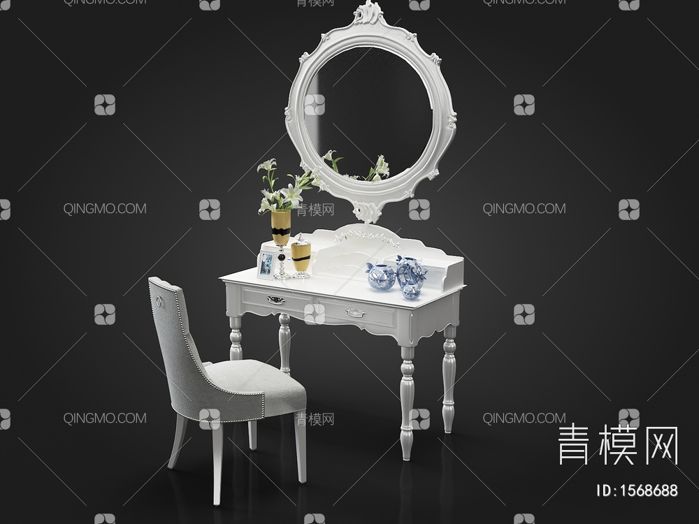 梳妆桌椅3D模型下载【ID:1568688】