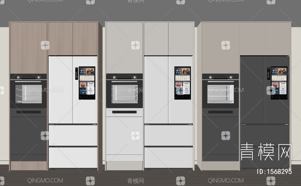 冰箱 双开门冰箱 嵌入式冰箱 烤箱 消毒柜SU模型下载【ID:1568295】