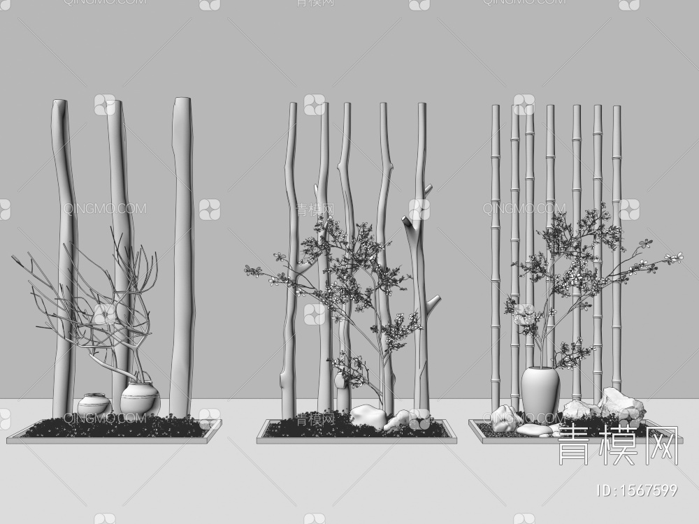 绿植室内造景隔断3D模型下载【ID:1567599】