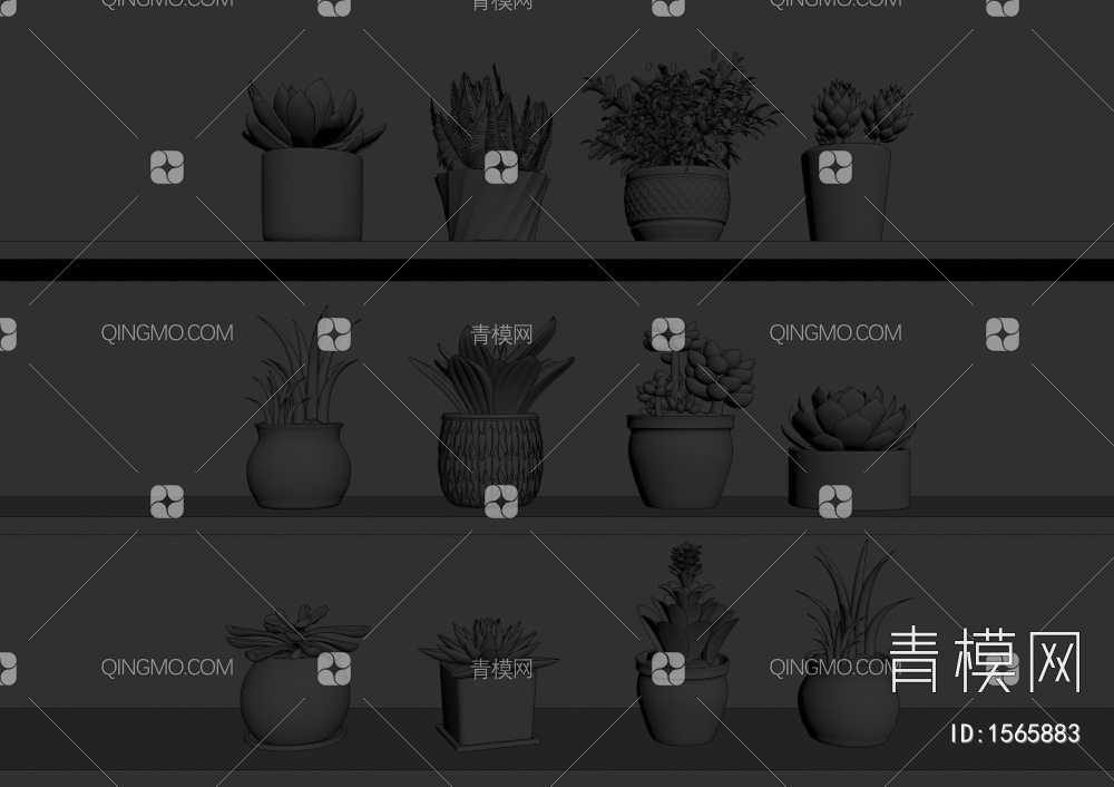 植物盆栽3D模型下载【ID:1565883】