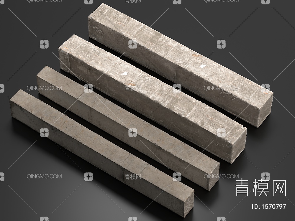 混凝土柱子 水泥柱 水泥构件 工业柱子3D模型下载【ID:1570797】