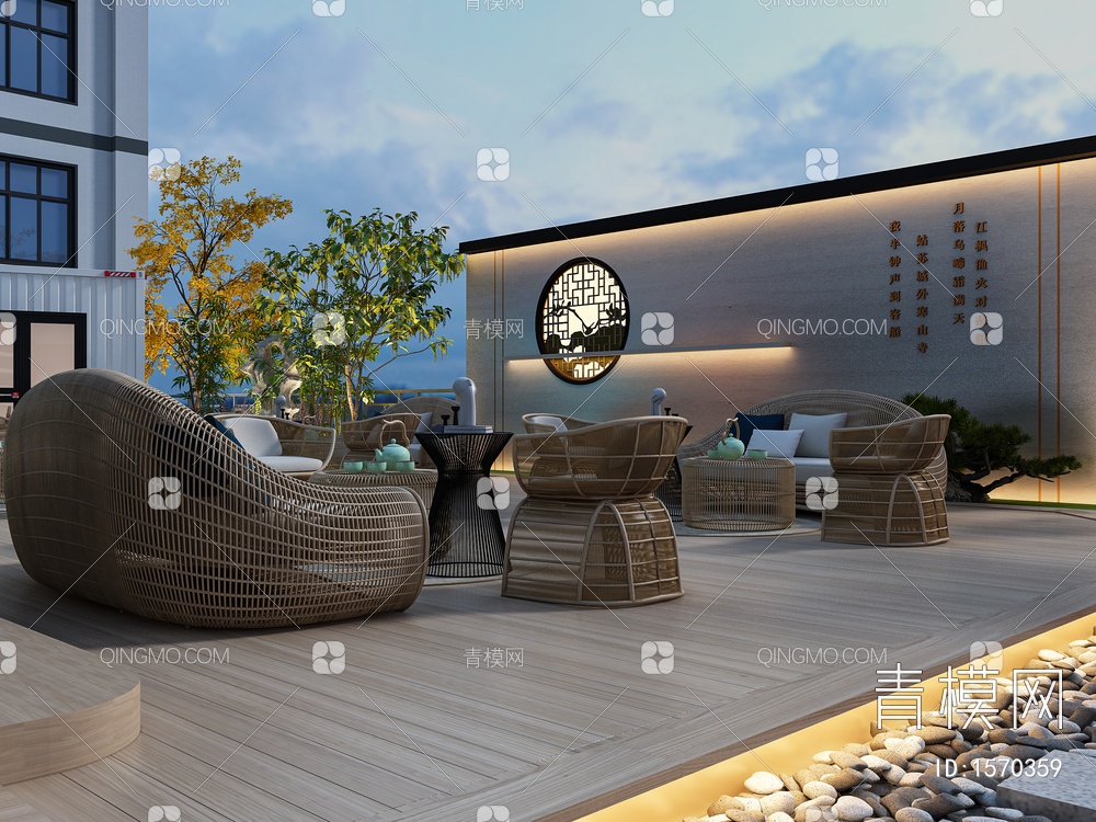 直播间基地 休闲区 露台 空中花园 庭院3D模型下载【ID:1570359】
