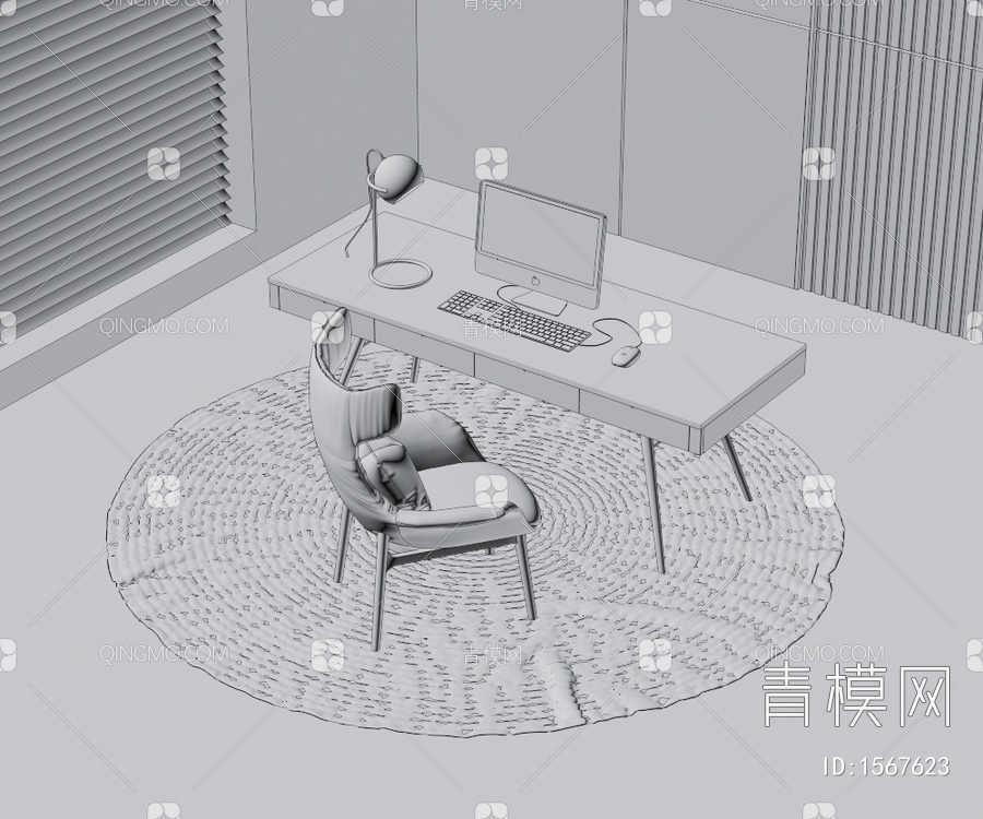 书桌椅3D模型下载【ID:1567623】