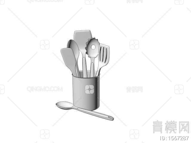 厨房用品 汤勺锅铲3D模型下载【ID:1567287】
